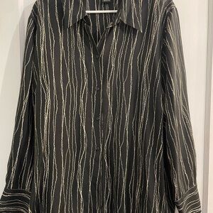 Lane Bryant Men's Shirt with Black and Cream Pattern